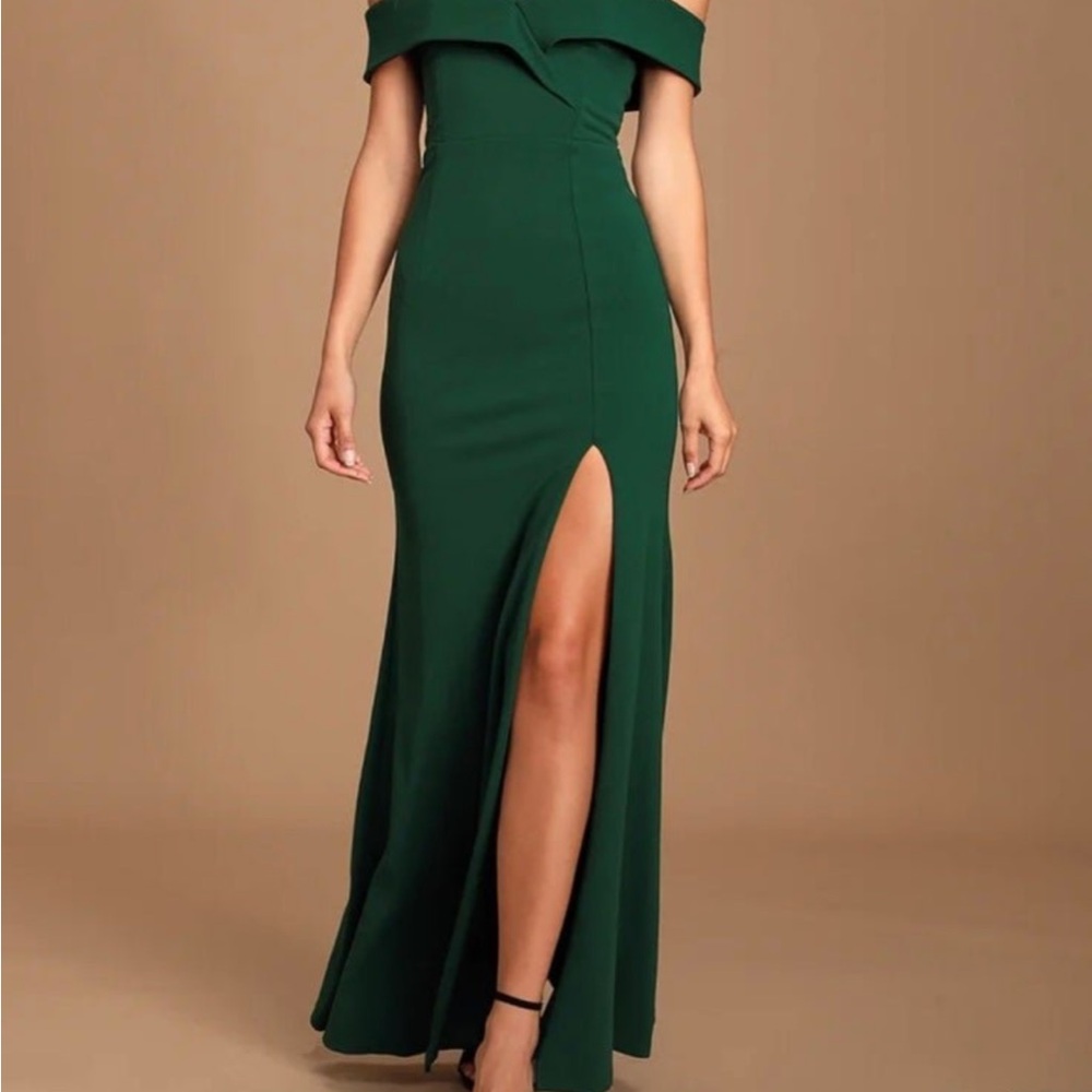 Lulus elegant Green Off-Shoulder Gown